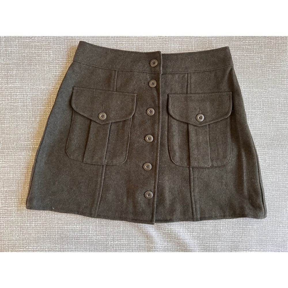 Abercrombie Wool Blend Button Front Cargo Mini Skirt Brown Olive Mens Size M
